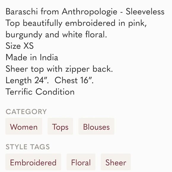 Anthropologie Embroidered Tank Top  - Picture 11 of 12